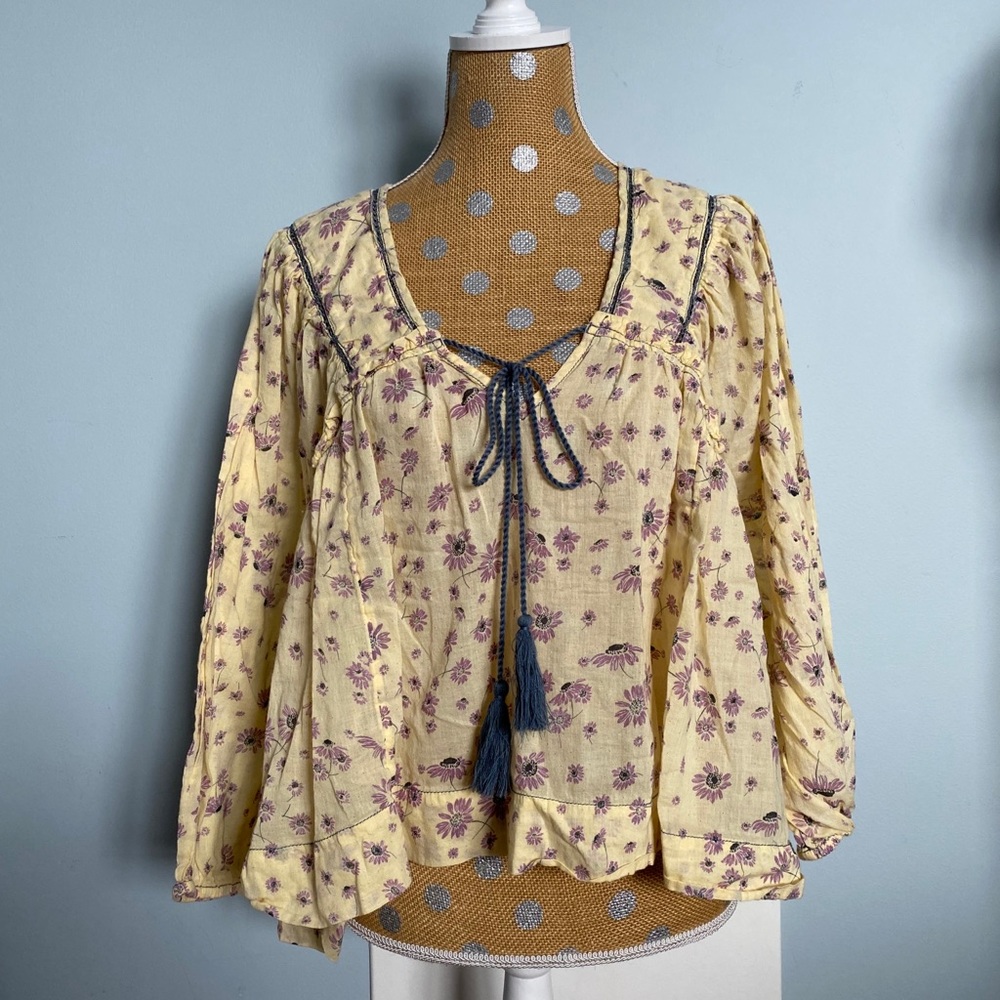 Free People Floral Peasant Blouse